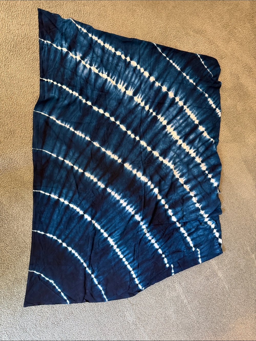 Indigo Shibori Tie-Dye Light Weight Sarong,Throw, Beach Blanket Shawl. 55”x42”